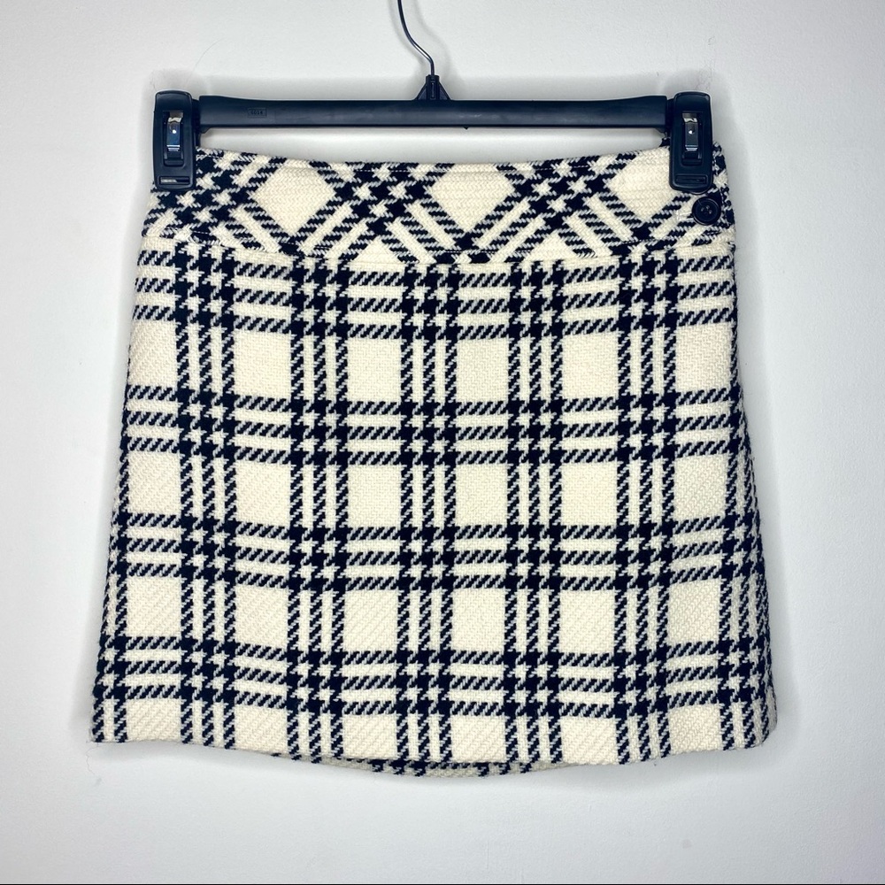 J. Crew houndstooth/ plaid wool mini skirt